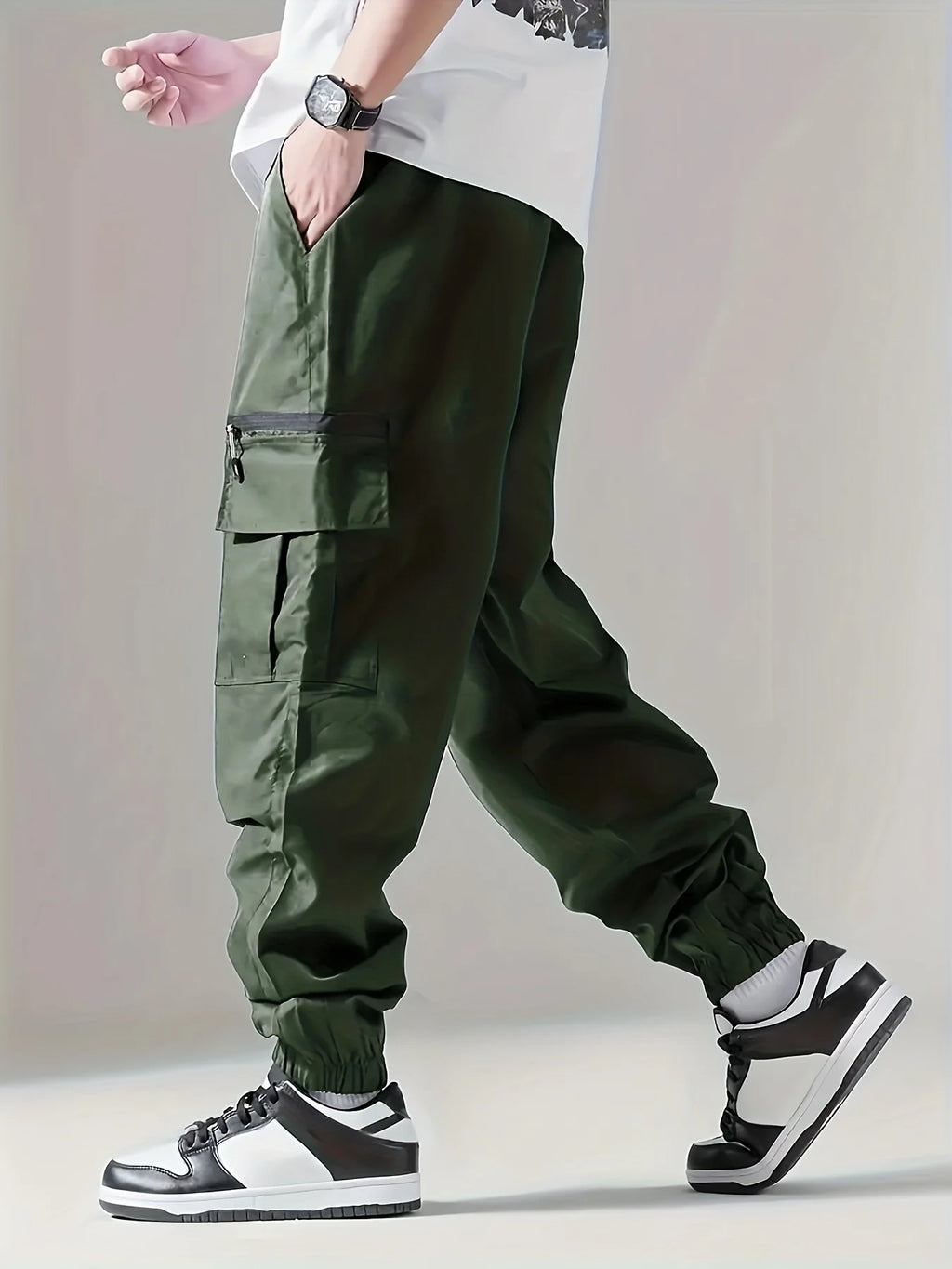 Men's Cargo Pants, Thin Trousers, Comfortable and Breathable, Outdoor Casual, Wearable, Running, Cycling, Multi-pocket 004