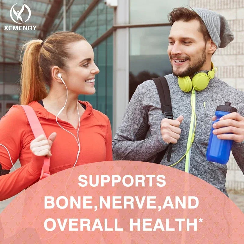 Calcium + Magnesium + Zinc + Vitamin D3 Capsules - Supports Bone and Nervous System Health and Improves Mood