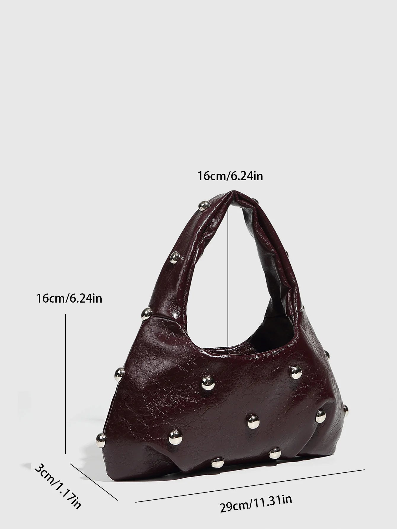 NEW Rivet Women's Handbags Soft PU Leather Shoulder Bag Casual Designer Hobos Half Moon Underarm Bags for Women 2025 Tote Clutch
