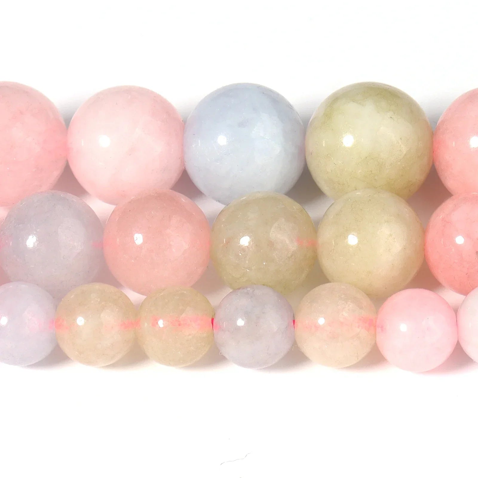 Natural AAA+Morganite Stone Smooth Round Gemstone Loose Beads For Jewelry Making DIY Handmade Bracelet Accessories 15'' 6/8/10mm