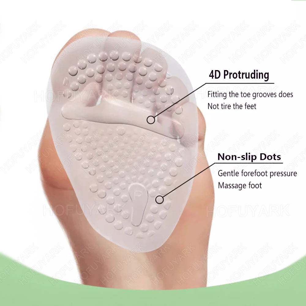 2Pairs Silicone Insoles for Shoes Insert High Heels Non-Slip Self-Adhesive Gel Metatarsal Foot Pads for Pain Relief Shoe Pads
