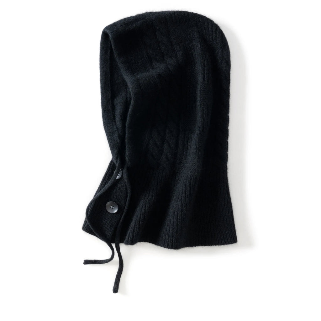 100%Quality Cashmere Balaclava Hoods For Women Warm Ring Scarf Beanie Hat Windproof Hooded Button-up Neck Collar Knitted Hat