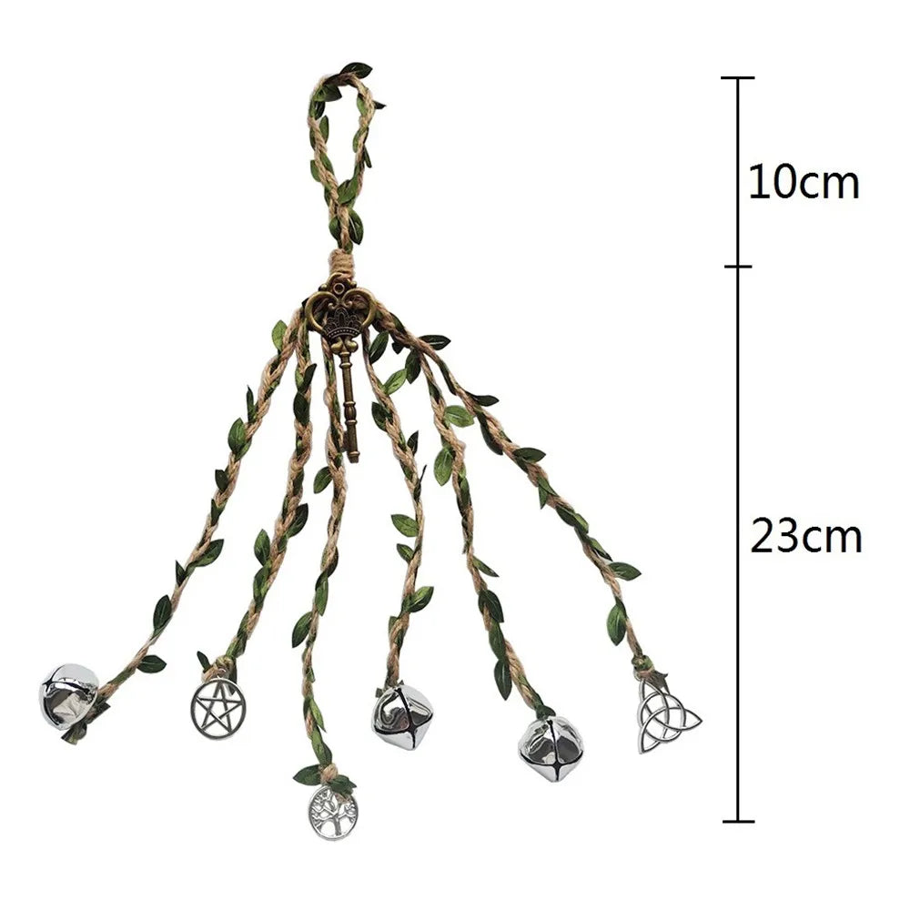 Witches Bells For Door Protection Celtic Door Bells For Porch, Garden, Window Decoration Green Leaves Tree Of Life