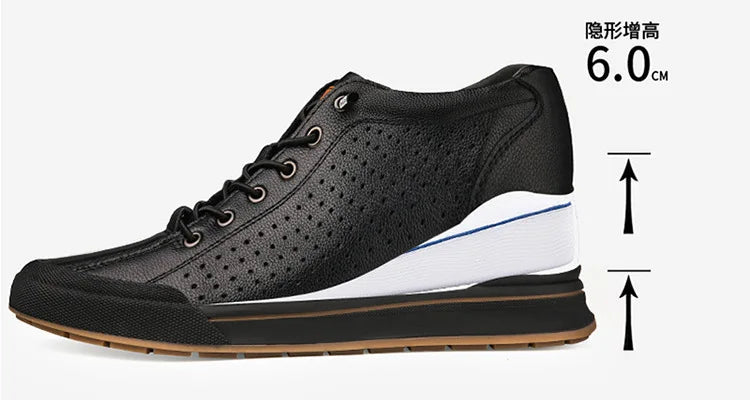 Elevator Shoes for Men Height Increasing Sneakers 6cm Inches Taller Leather Casual Shoes with Height Increase Shoes