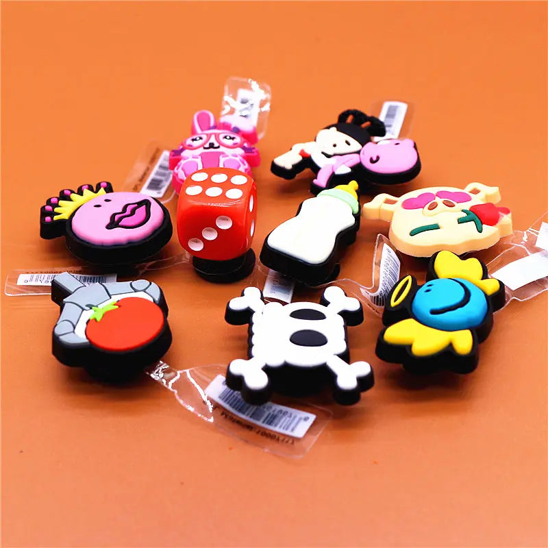 Single Sale 1pcs PVC Shoe Charms Cute Rabbit Baby Bottle Sieve Shoe Accessories Clips Shoe Buckle Decorations fit Kids X-mas