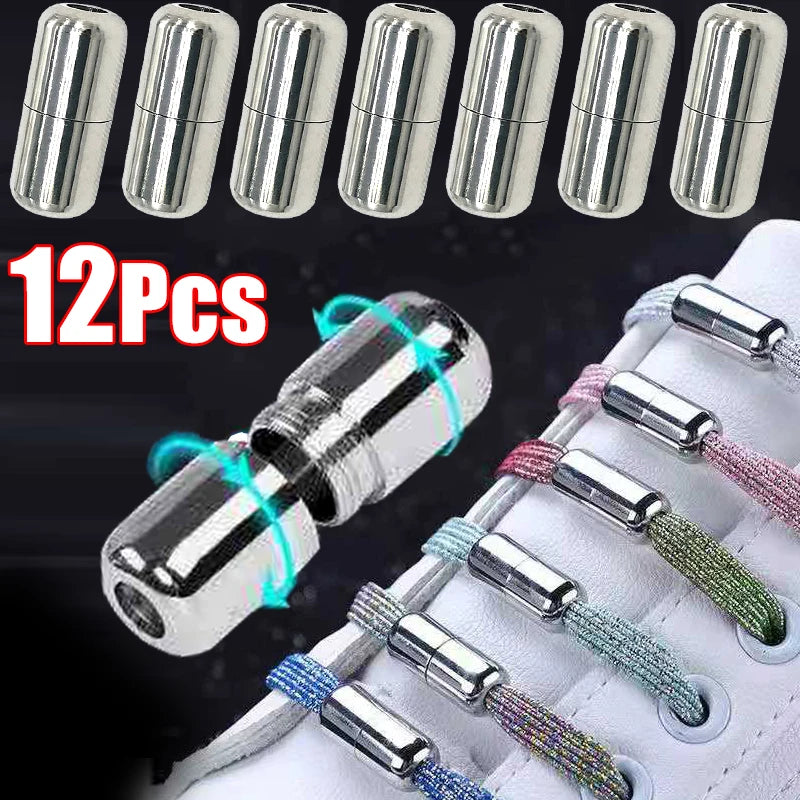Shoelaces Semicircle Buckles No Tie Buckle Connector for Shoes Sneakers Shoelace Quick Shoe Laces Lazy Metal Capsule Lock