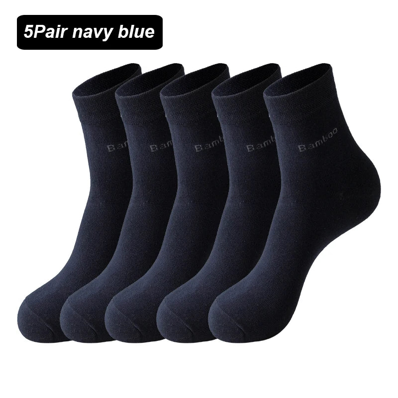 5Pairs Brand Men Bamboo fiber Socks Comfortable Breathable Casual Black White Business High Quality Male Gift Socks