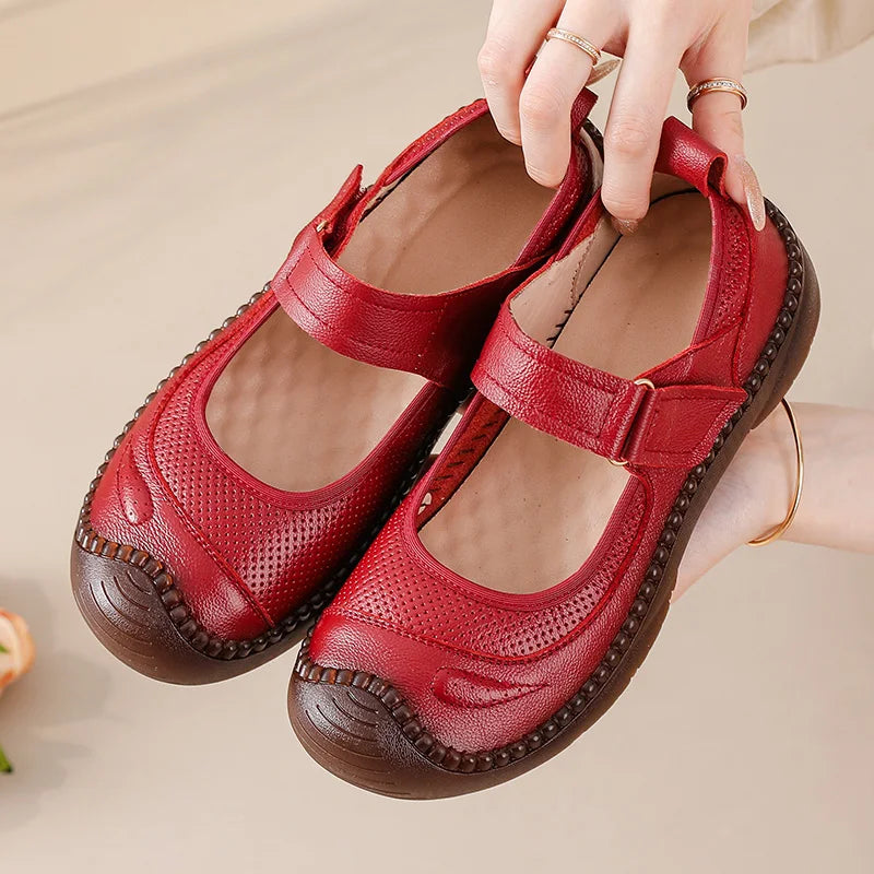 Neue handgemachte Damenschuhe aus echtem Leder, Ganzjahresschuhe, Oxfords, flache Damenschnürschuhe, gemütliche Mokassins, runde Ballerinas