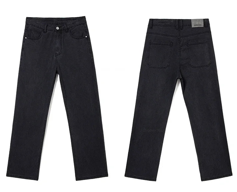 Lyocell Men's Black Jeans Summer Thin Loose Straight Soft Ice Silk Casual business Denim Pants male Elastic Wide Trousers