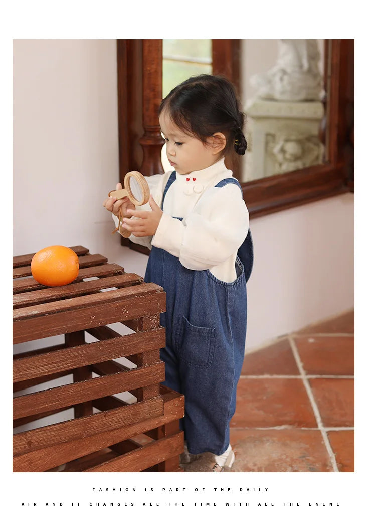 2025 Autumn New Baby Girls Cute Rabbit Ears Denim Overalls Solid Infant Sleeveless Jumpsuit Toddler Casual Strap Jean Trousers