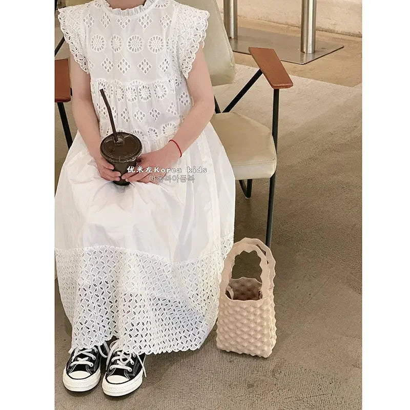 Korean children's clothing girl's dress 2026 summer new children's dress girl small  children's vest princess dress