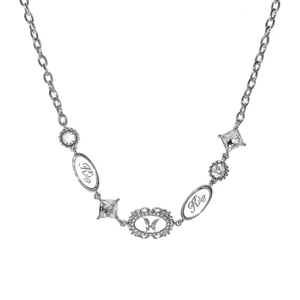 New Fashion Punk Butterfly Letter Pendant Necklace for Women Trendy Fashion Neck Chain Women's Group Style Jewelry