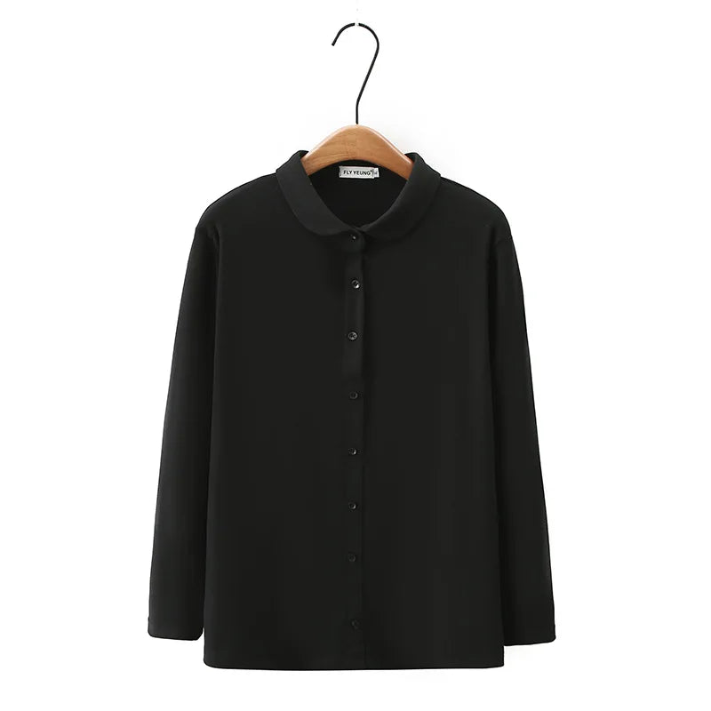 Basic Thermal Lapel Shirt for Women Casual Clothing Pullover Blouses Comfort and Warmth Tops Plus Size Autumn and Winter F5 9078