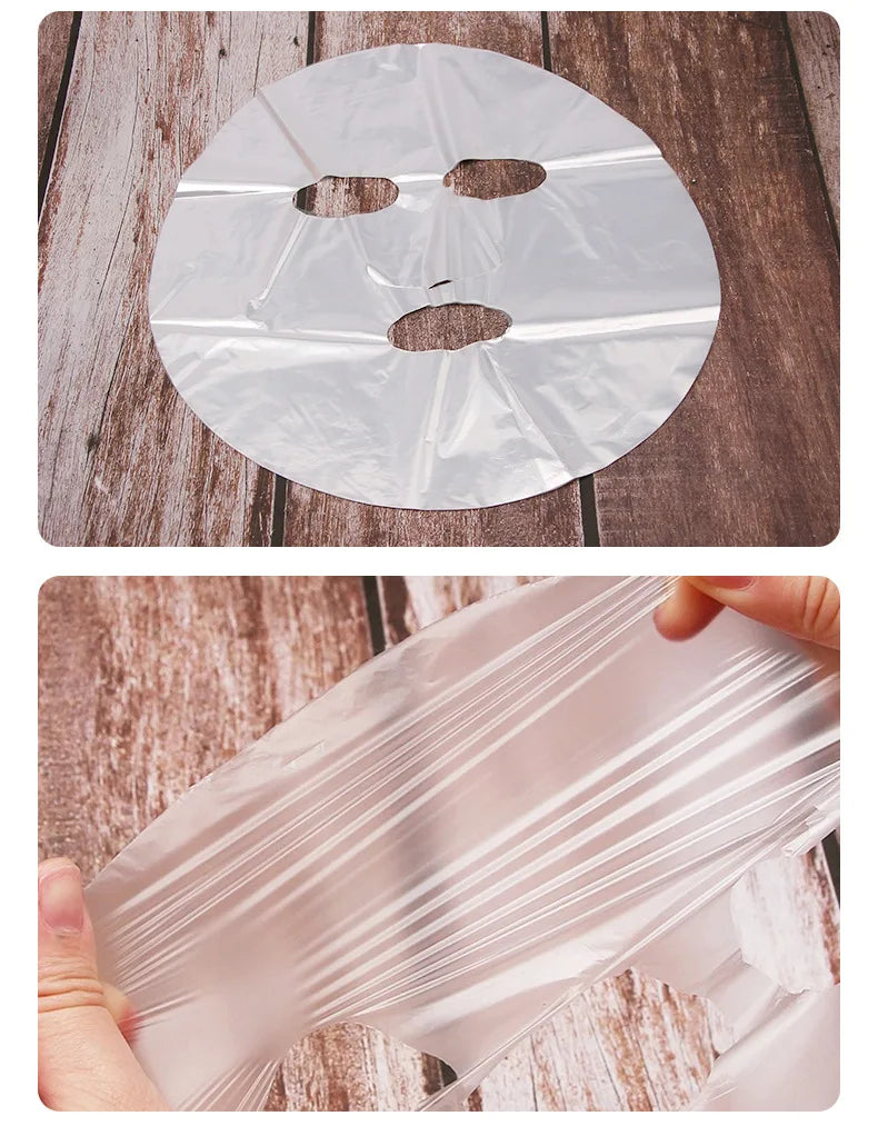 Disposable Face Plastic Film Full Face Cleaner Mask Neck Stickers Paper Transparent PE Masks Wrap Facial Beauty Healthy Tool