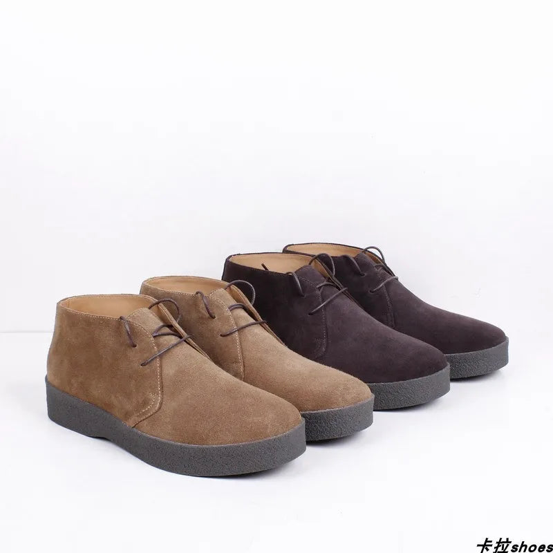 Careaymade-British Vintage 100% Genuine Leather Casual Shoes Lace-up Retro Business Thickness cow suede Workwear Men's Shoes