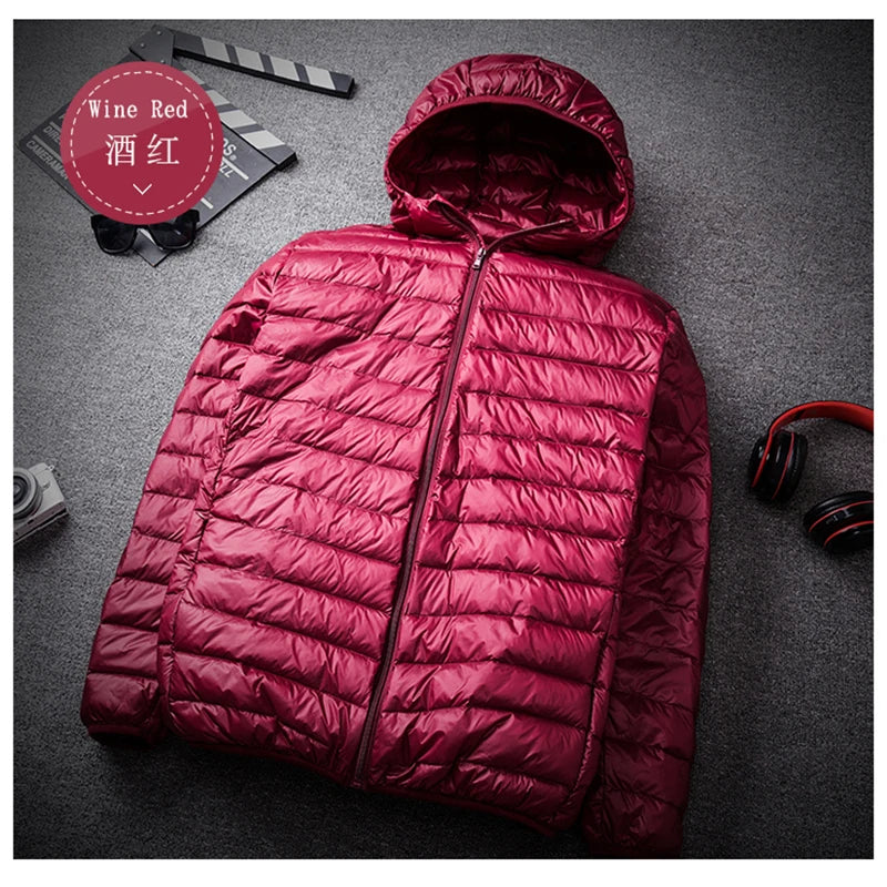 New Men Thin Down Jacket White Duck Down Ultralight Jackets Men's Autumn And Winter Warm Coats Portable Outwear