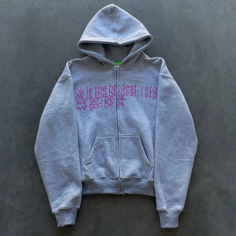Hip-hop new street clothing letter print men sweatshirt y2k Harajuku Goth oversized loose women hoodie anime hoodie