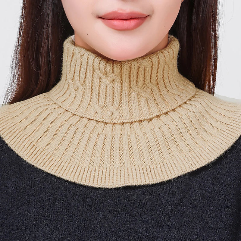 Knitted Fake Collar Ring Scarf For Woman Autumn Winter Warm Solid Color Neck Muffler Detachable Collar Scarves 25*17cm