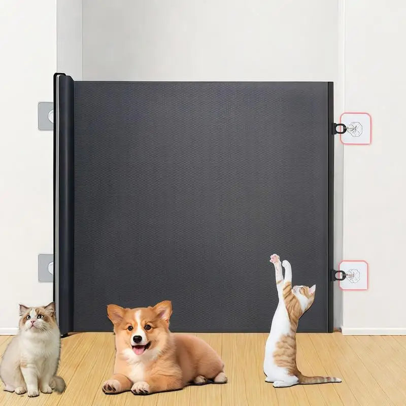Barrera de seguridad retráctil de malla para mascotas, sin taladros, extensible, para protección infantil, barrera protectora de malla para mascotas, pantalla para balcones y pasillos