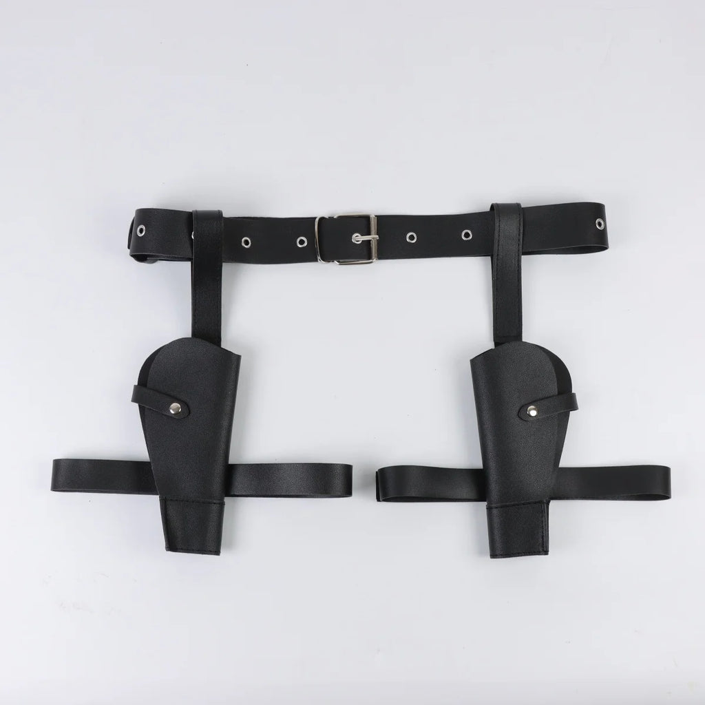 Adjustable Leg Holster and Belt Set For Party Halloween Cosplay Accessory Cowboy Costume for Women And Men(Gun not included)