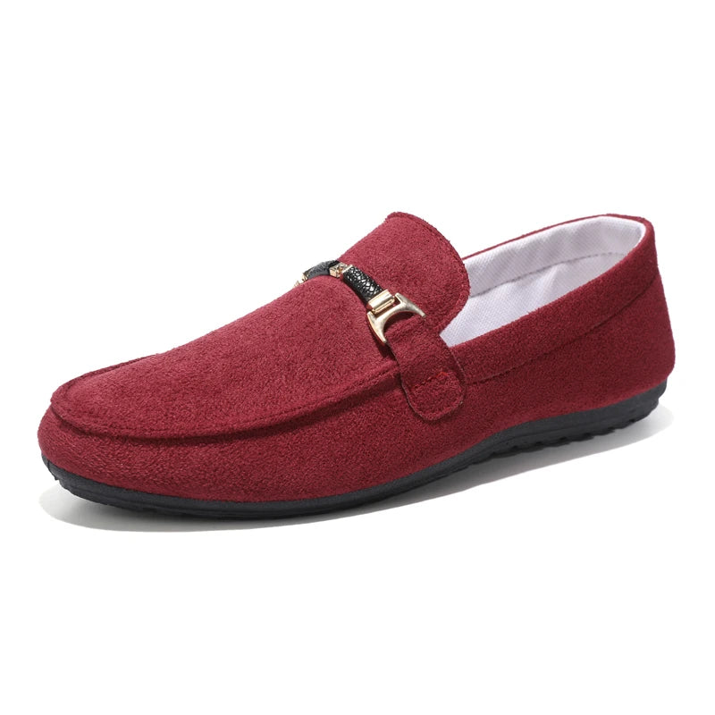 Spring Summer Blue Suede Loafers Men Slip On Soft Moccasins Breathable Flats Driving Shoes Men Leather Casual Shoes Handmade
