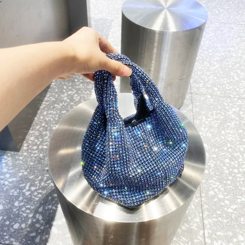 Shiny Crystal Clutch purse bucket Shoulder bag rhinestone Handmade purses and handbags luxury Designer Evening clutch Bag Purse