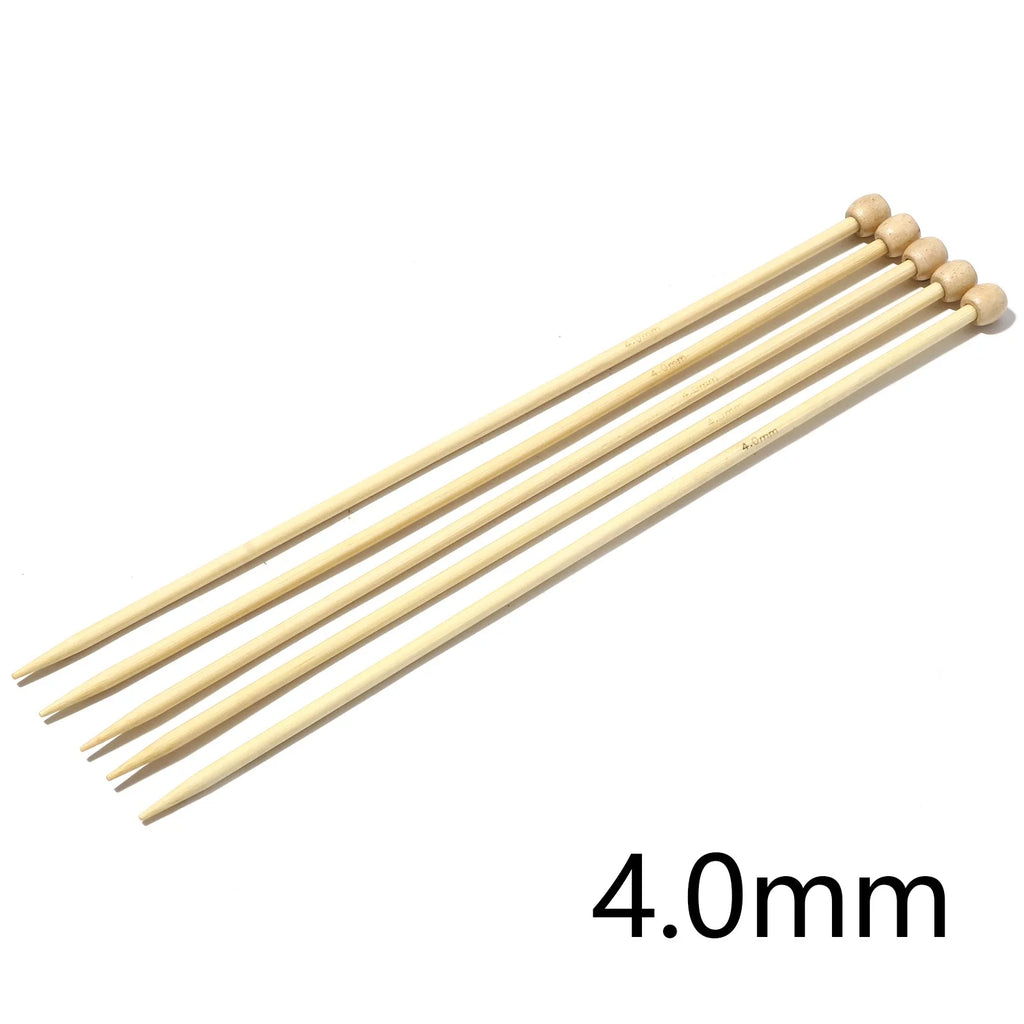 5pcs Bamboo Single Pointed Knitting Needles Women Natural Knitting Crochet Supplies for Beginners Handmade 25cm(9 7/8") long