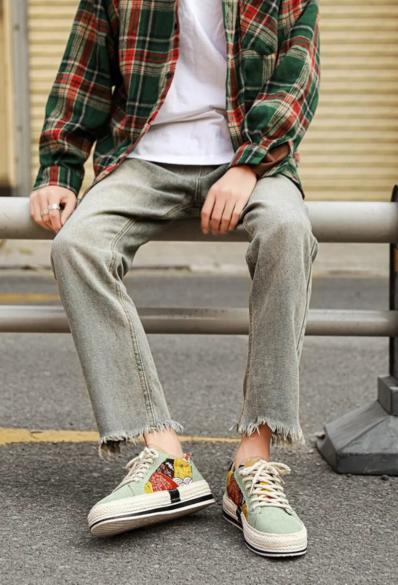 Trend Low-Top Canvas Shoes Mens Summer Fashion Trend Platform Sneakers Comfortable Breathable Casual Shoes Zapatos para hombres