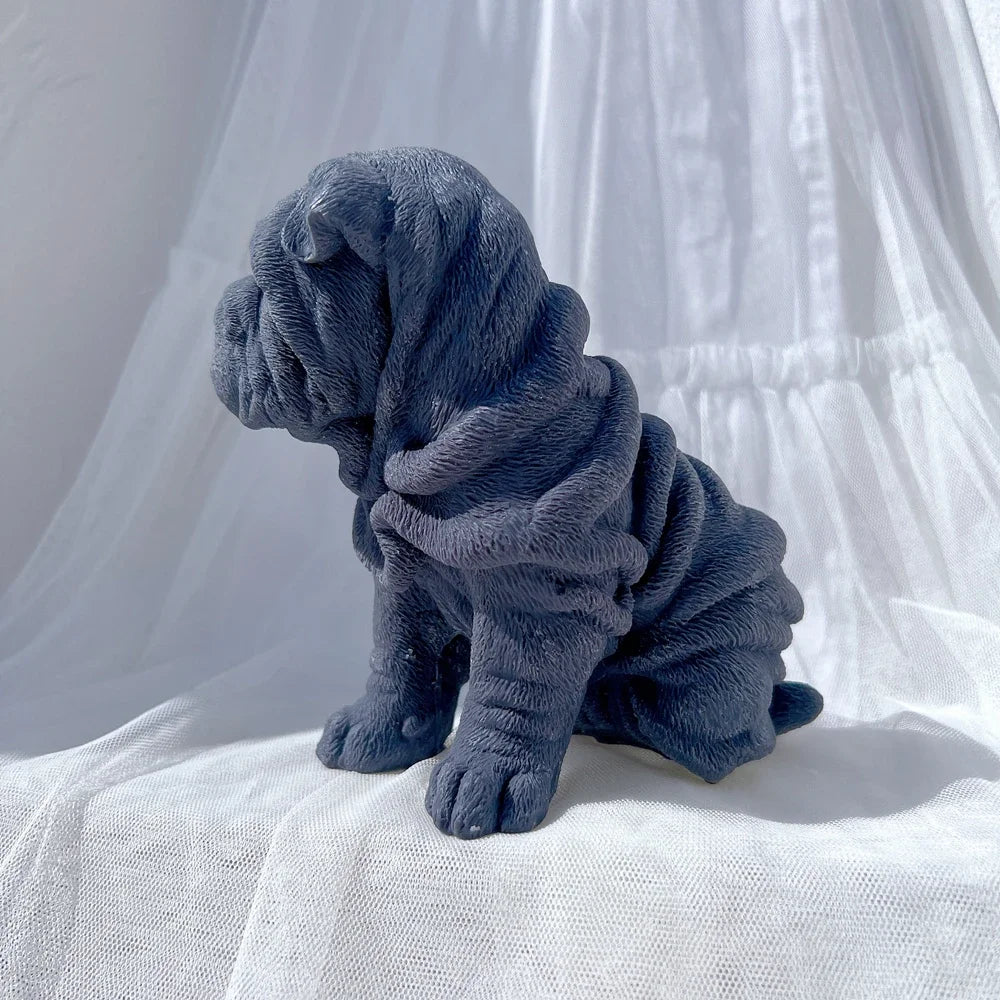 Shar Pei Dog Puppy Candle Mold Animal Puppies Soy Wax Silicone Mould Dog Lover Home Decor