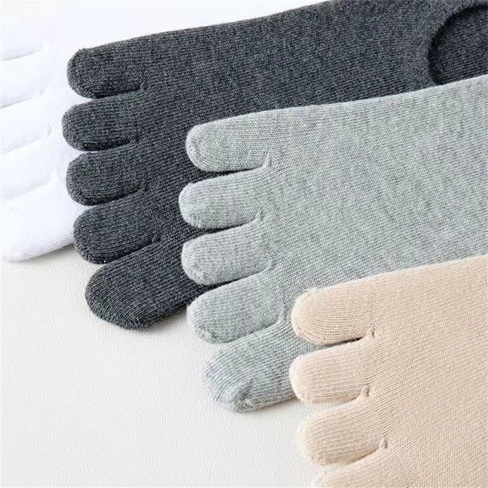 5 Pairs Five Fingers Socks Men White Breathable Short Ankle Toe Socks Sports Running Solid Color Black Gray Male Sox