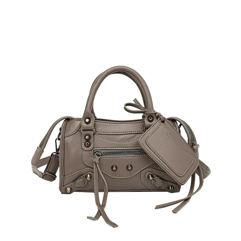 European and American Fashion Rivets Large Capacity Pillow Bag Bowling Motorcycle Handbag Single Shoulder Crossbody Women's Bag