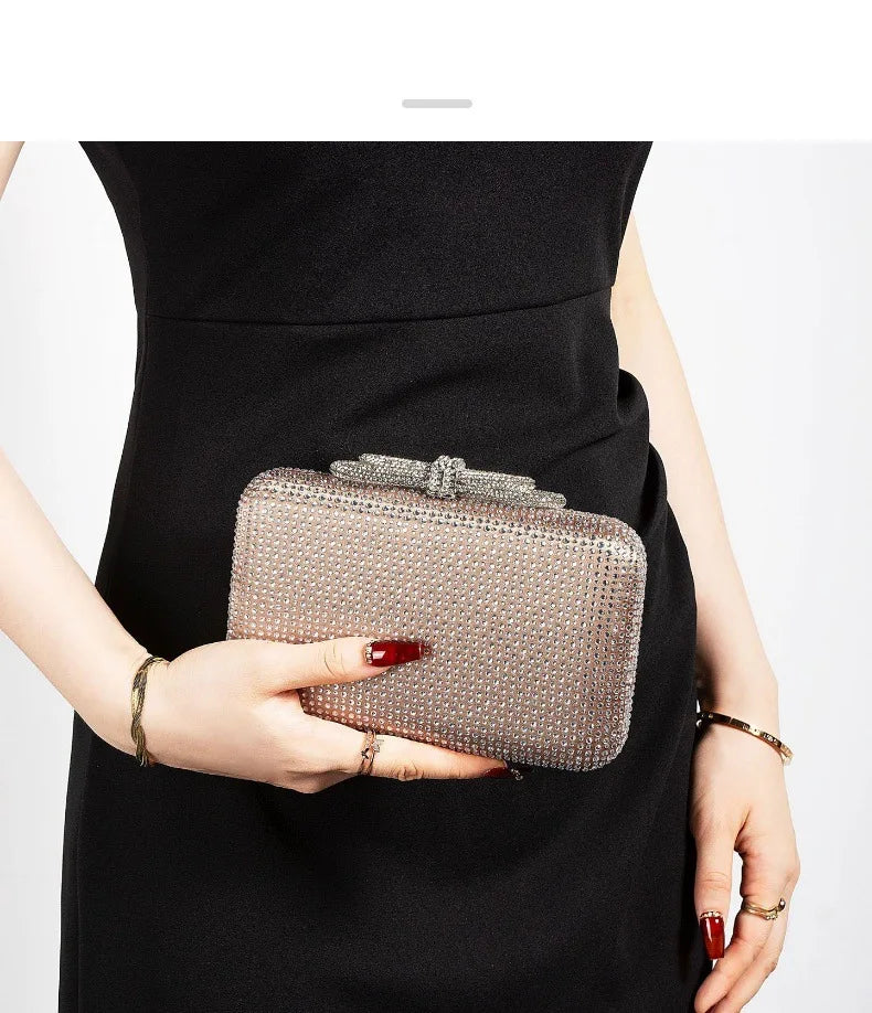 Female Mini Women Italy Design Elegant Luxury Lady Hand Bag Wedding Party Gift Crystal Gold Silver Diamond Evening Clutch Purse