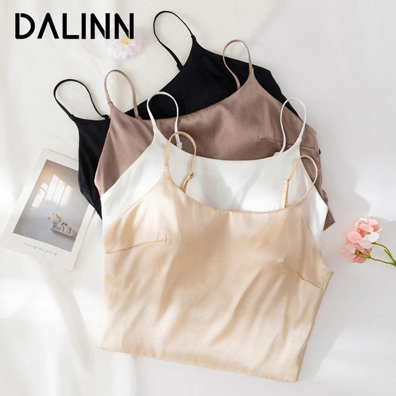 Women Silk Bra, 93%Silk 7%Spandex Underwear,  Full Cup, Comfortable Female Underwear, Thin padding Brassiere, Camis style