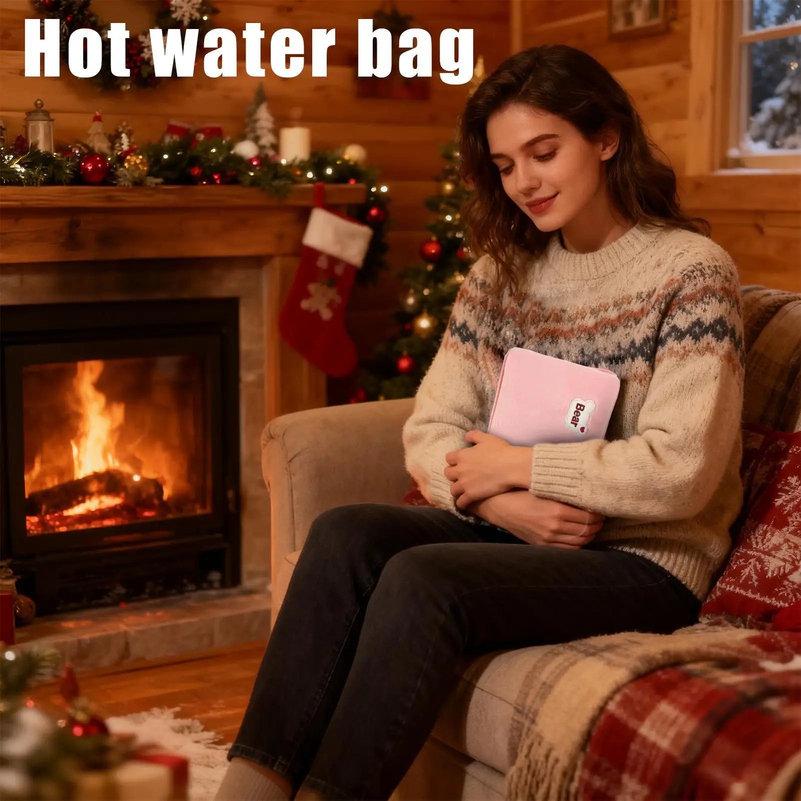 Hot Water Bottle Leak-Proof Rechargeable Hand Warmer Hot Water Bag with Soft Cover for Winter Cold Weather Period Cramps Muscles