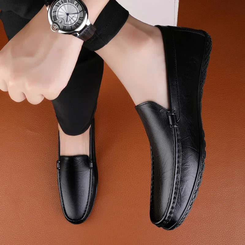 Comfort Genuine Leather Men Loafers All-match Lazy Shoes Breathable Moccasins Fashion Men Casual Shoes Slip-on Men Walking Shoes