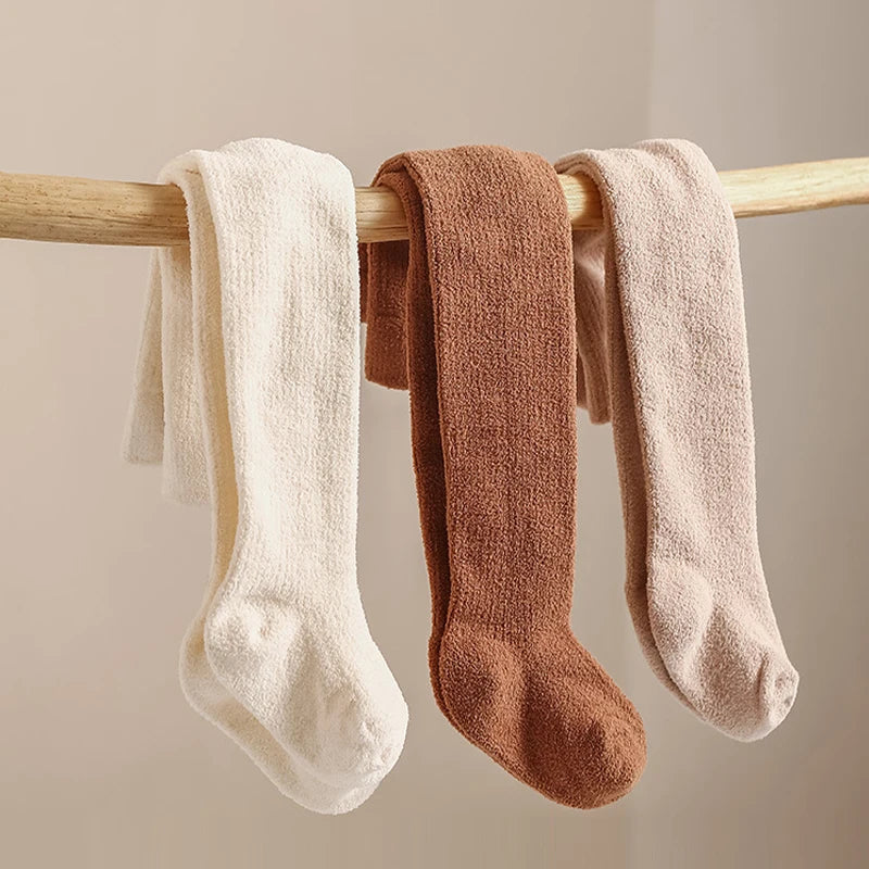 Fall Winter Newborn Tights Thickened Fleecy Girls Tights High Elastic Baby Pantyhose For 0-8Y