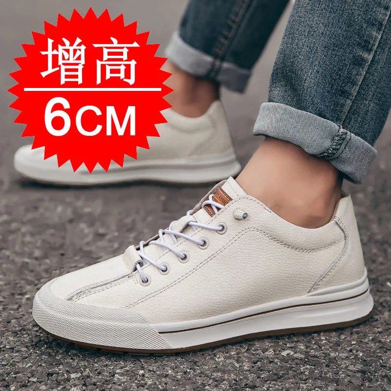 Elevator Shoes for Men Height Increasing Sneakers 6cm Inches Taller Leather Casual Shoes with Height Increase Shoes