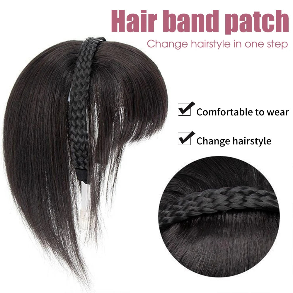 Women Girls Fake Hair Headband Fringe Wig Bangs Hairband Hair Extension Clips In Hair Extension Hair Accessories Hairpiece Clips