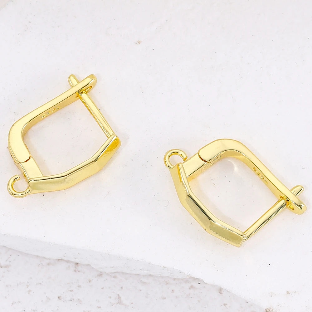 Juya 8Pcs/Lot 18K Gold Plated Anti-Allergy Fastener Schwenzy Earwire Stitches Earplug Earring Hooks For DIY Women Earring Making