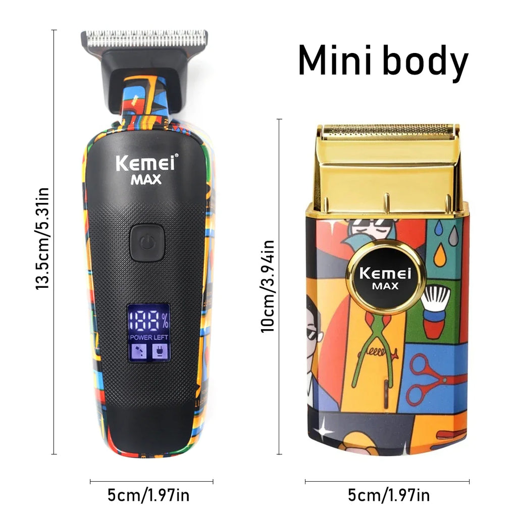 Kemei Professional Electric Hair Clipper Rechargeable Graffiti Pattern Beard Trimmer Men's Shaver KM-MAX5090 KM-RS7098