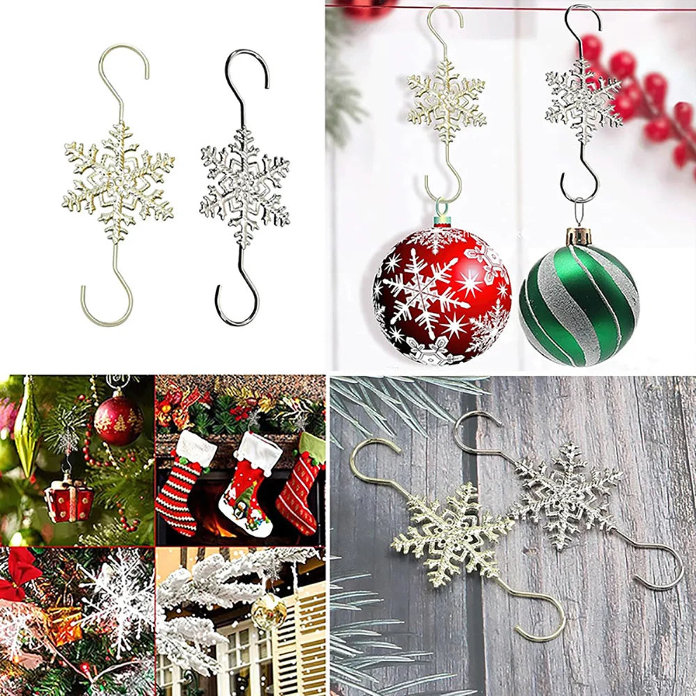 Runtowo 10pcs Christmas Snowflake Hook 2025 Merry Christmas Decor for Home Christmas Tree Ornaments Xmas Navidad Gifts New Year