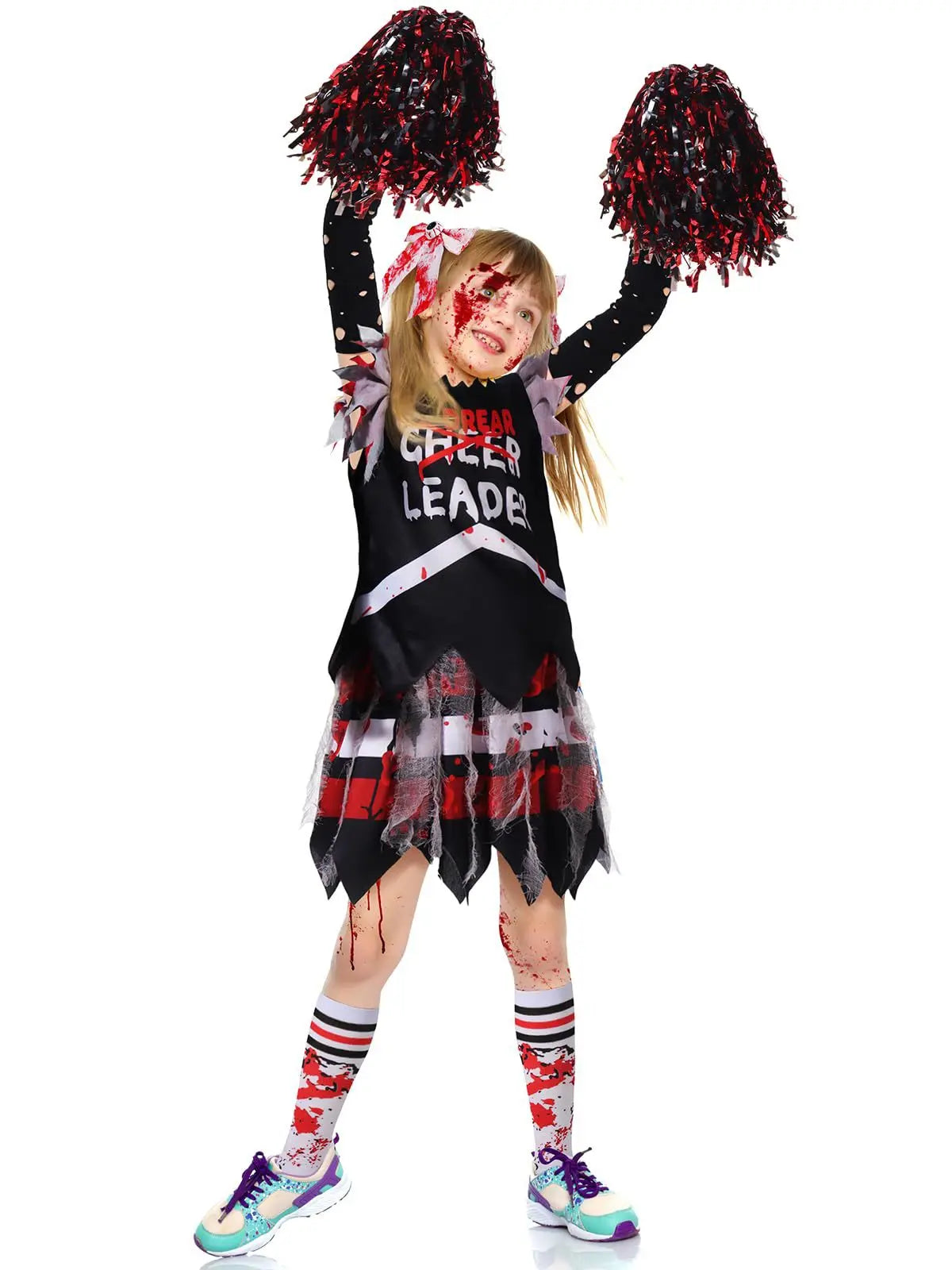 Kids Halloween Horror Costumes Zombie Cheerleading Outfits Halloween Theme Party Uniform Bloodstained Cosplay Fancy Dress