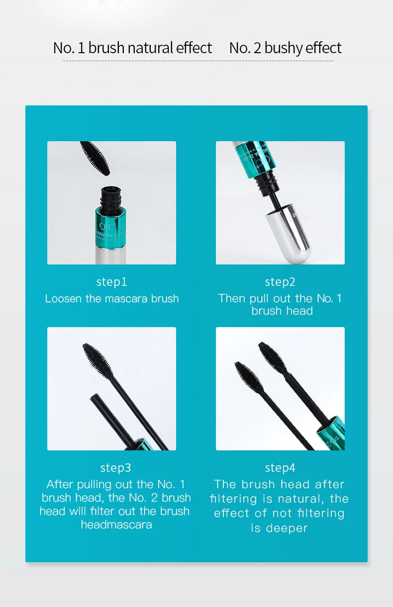 4D Mascara Double Effect Lengthen Curling Thick Eyelash Extension Long Lasting Silk Fiber Eye Lashes Makeup Mascara Cosmetics