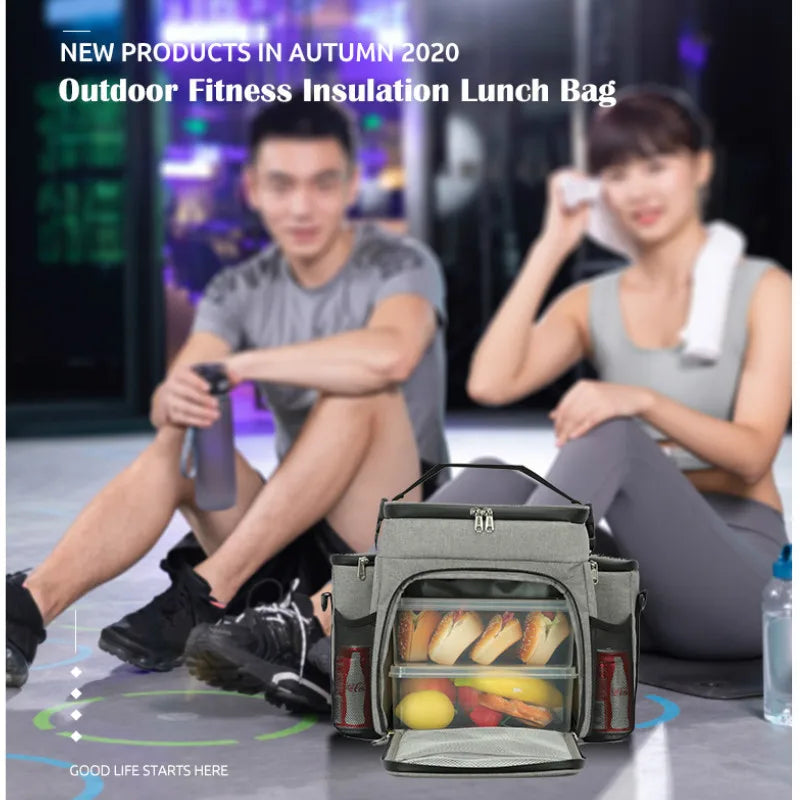Lunch Bag Adult Men/Women Insulated Bag Portable Shoulder Picnic Thermal Fruit Bag For Work Cooler Cooling Tote Camping Beach