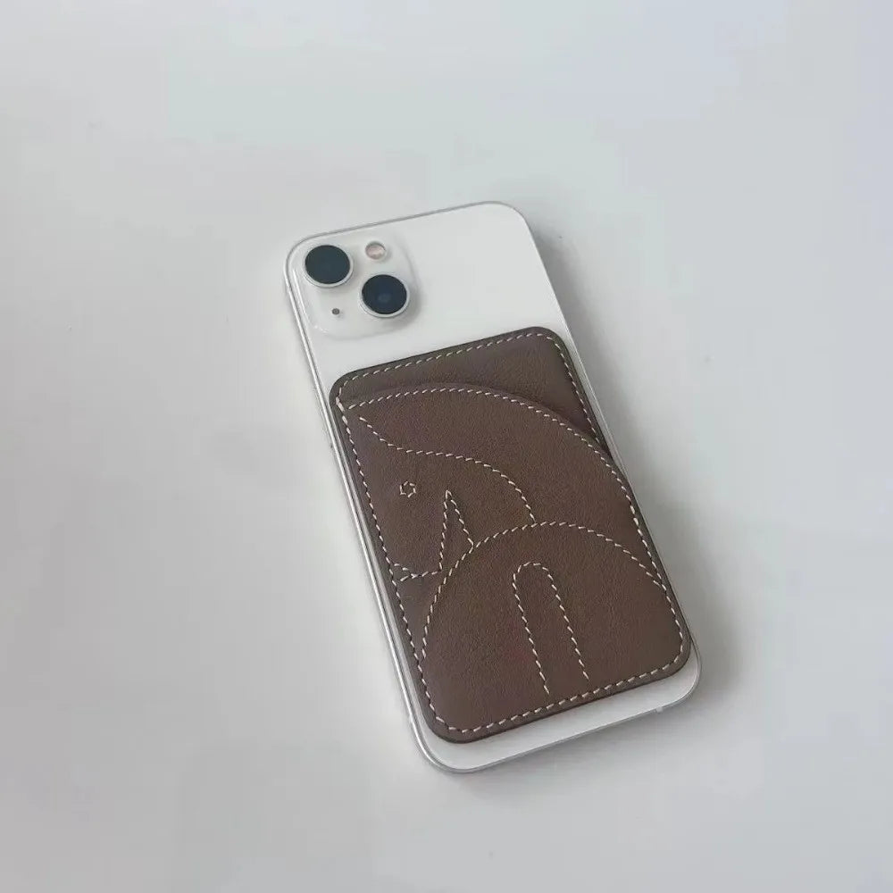 New PU Magnetic Card Holder Short Back Sticker Stealth Business Card Holder Handmade Large Capacity Name Card Clip