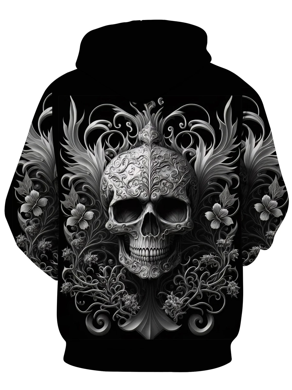 Fashionable men's autumn Halloween skull print soft and comfortable hooded sweatshirt outdoor urban high street clothing
