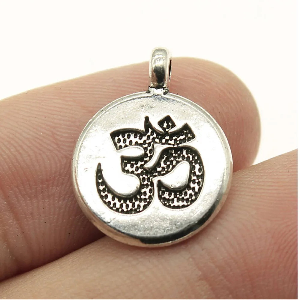 10pcs Charms Yoga Om Pendants Making DIY Handmade Tibetan Silver Color Vintage Antique Bronze Color Jewelry Making Finding