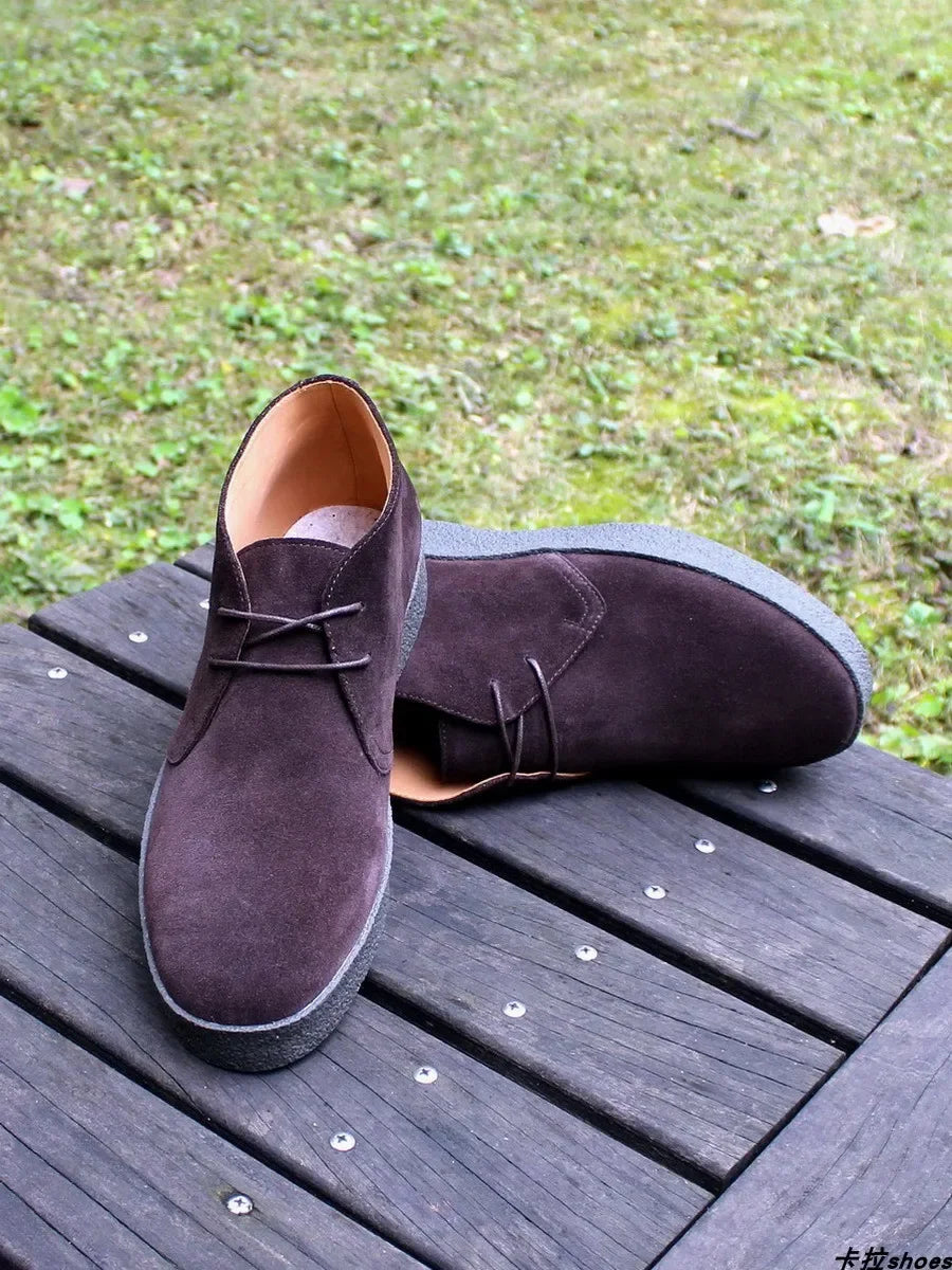 Careaymade-British Vintage 100% Genuine Leather Casual Shoes Lace-up Retro Business Thickness cow suede Workwear Men's Shoes