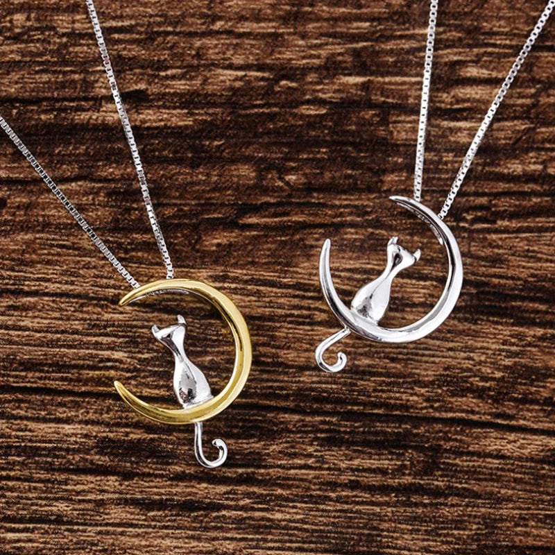 XIYANIKE Moon Cat Necklace Women Chainbone Chain Female Model Silver Color  Lovely Sweet Collar statement Necklace VNS8267