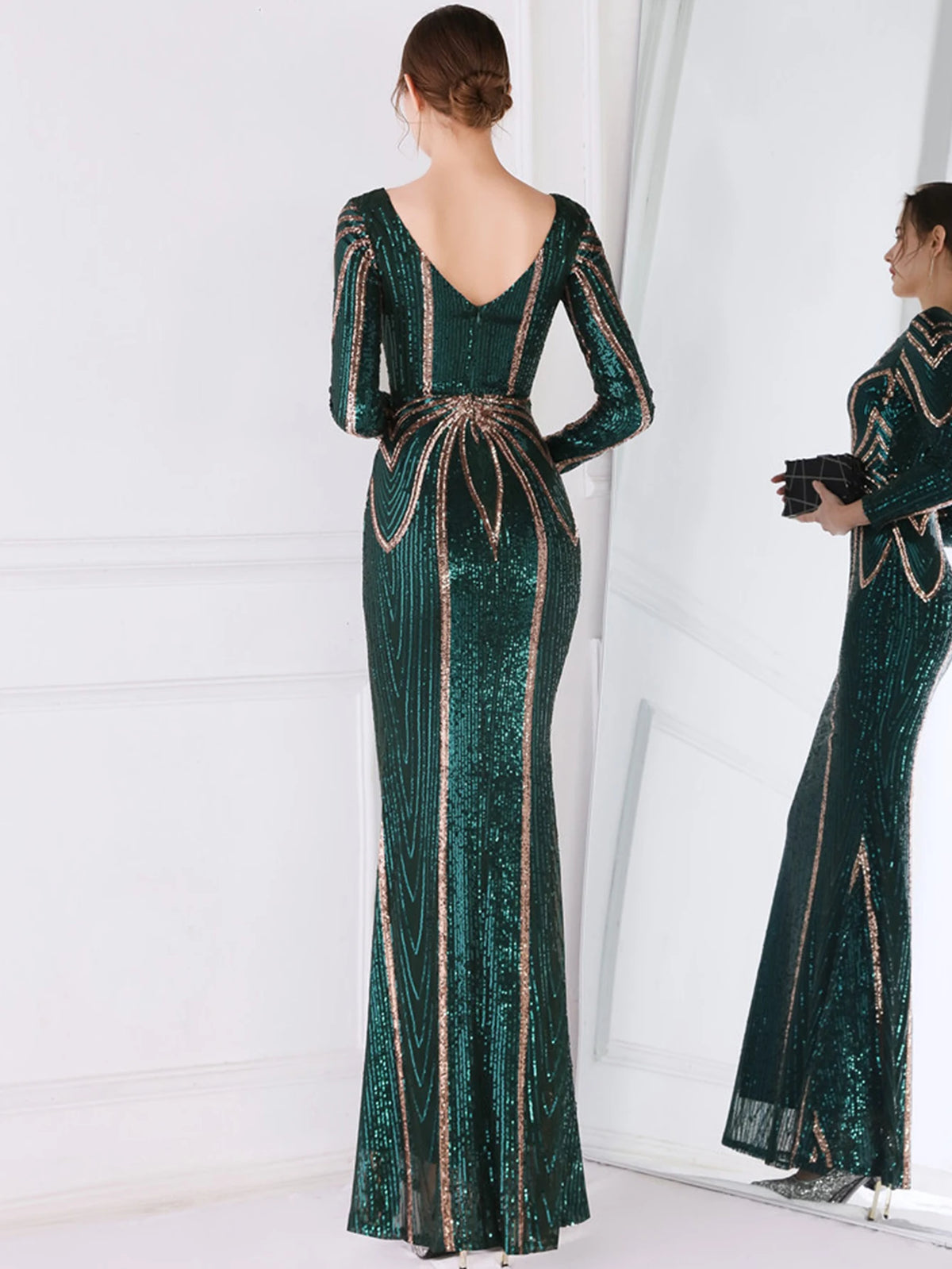Sexy long sleeve birthday evening dresses for women 2026 elegant luxury wedding party dress vintage maxi sequin dress vestidos